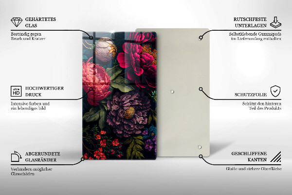 Steklena podloga za rezanje Lepe rože