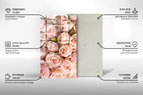 Steklena podloga za rezanje Šopek nežnih vrtnic