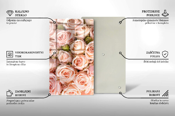 Steklena podloga za rezanje Šopek nežnih vrtnic
