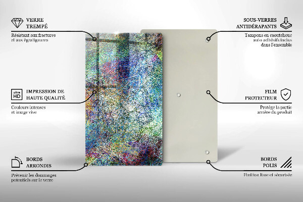Steklena podloga za rezanje Barvita črtna abstrakcija