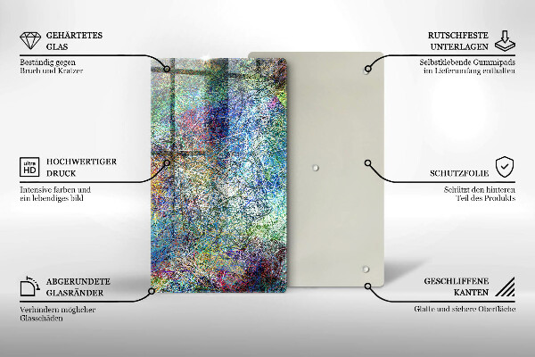 Steklena podloga za rezanje Barvita črtna abstrakcija