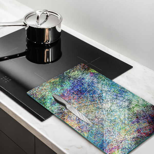 Steklena podloga za rezanje Barvita črtna abstrakcija