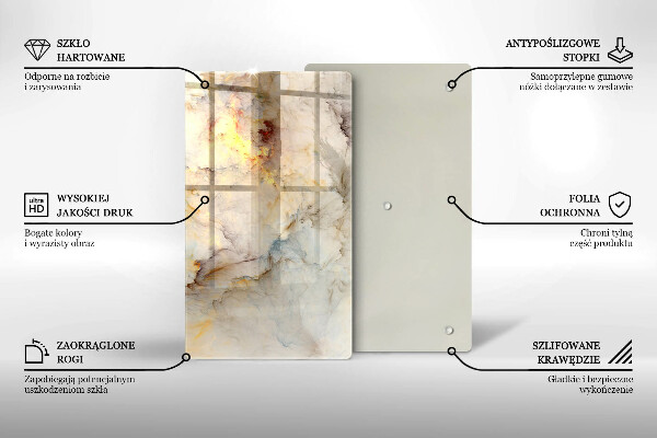 Steklena podloga za rezanje Tekstura marmorja z zlatom