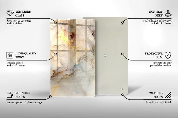 Steklena podloga za rezanje Tekstura marmorja z zlatom