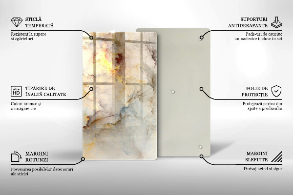 Steklena podloga za rezanje Tekstura marmorja z zlatom
