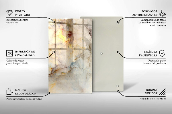 Steklena podloga za rezanje Tekstura marmorja z zlatom