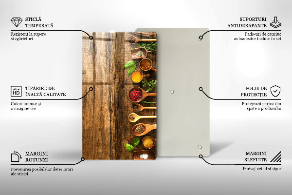 Steklena podloga za rezanje Lesene žlice začimb