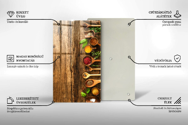 Steklena podloga za rezanje Lesene žlice začimb