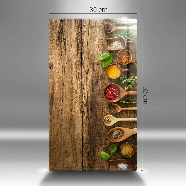 Steklena podloga za rezanje Lesene žlice začimb