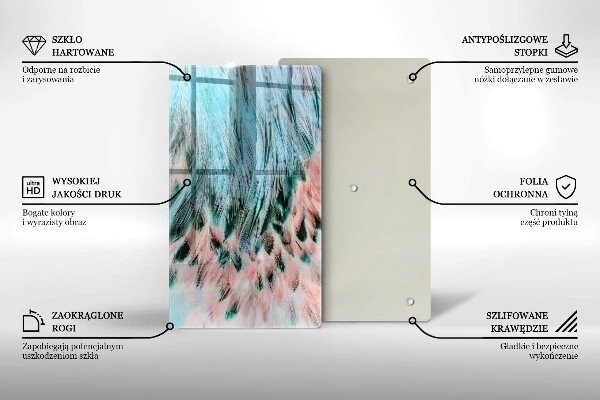 Steklena podloga za rezanje Boho ptičje perje