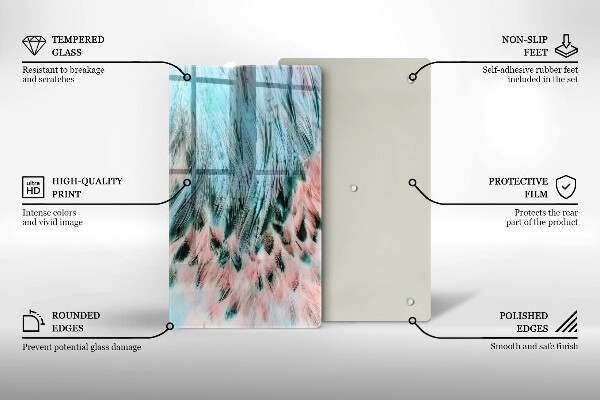 Steklena podloga za rezanje Boho ptičje perje