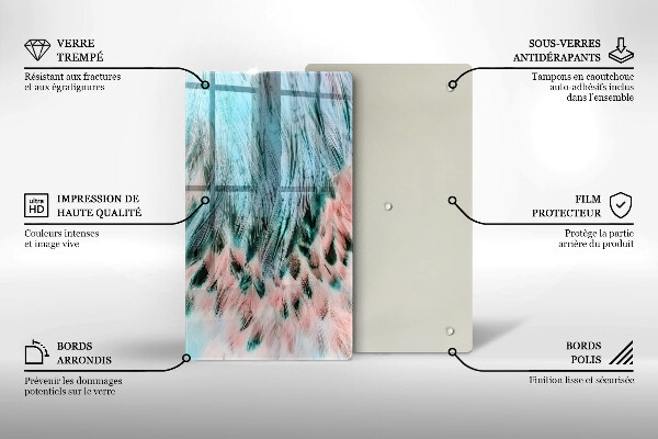 Steklena podloga za rezanje Boho ptičje perje