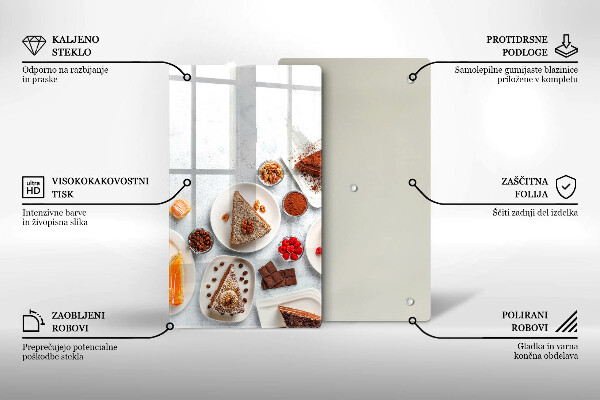 Steklena podloga za rezanje Sladkost torte