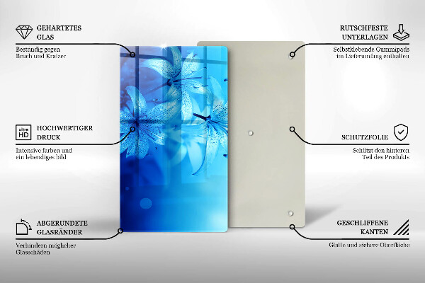 Steklena podloga za rezanje Modre rože