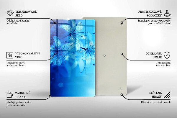 Steklena podloga za rezanje Modre rože