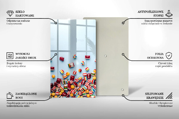 Steklena podloga za rezanje Pisani bonboni