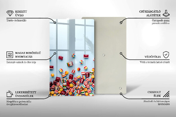 Steklena podloga za rezanje Pisani bonboni