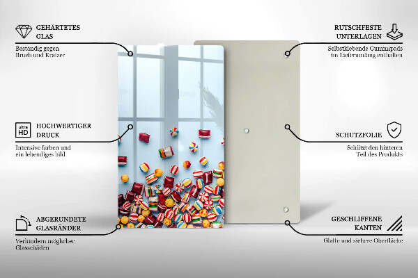 Steklena podloga za rezanje Pisani bonboni