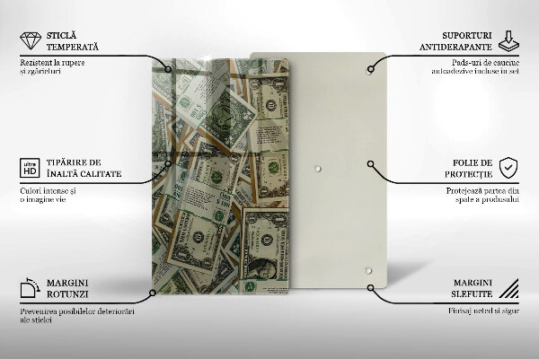 Steklena podloga za rezanje Denar dolarjev