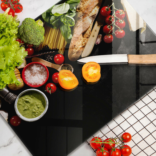 Steklena podloga za rezanje Italijanske sestavine in začimbe