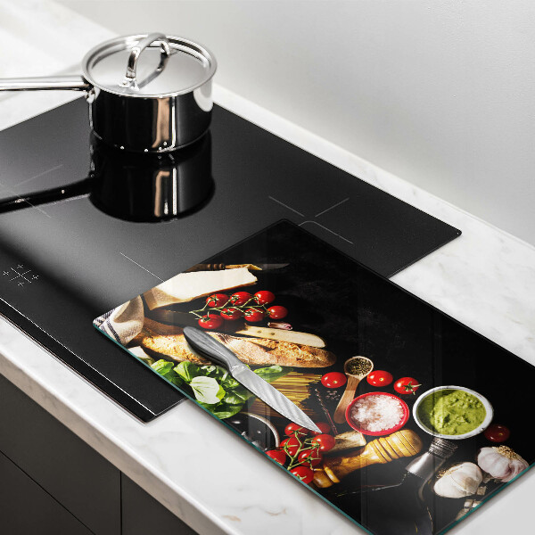 Steklena podloga za rezanje Italijanske sestavine in začimbe