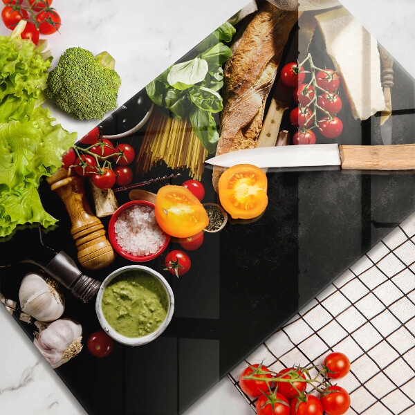 Steklena podloga za rezanje Italijanske sestavine in začimbe