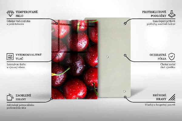 Steklena podloga za rezanje Češnje od blizu