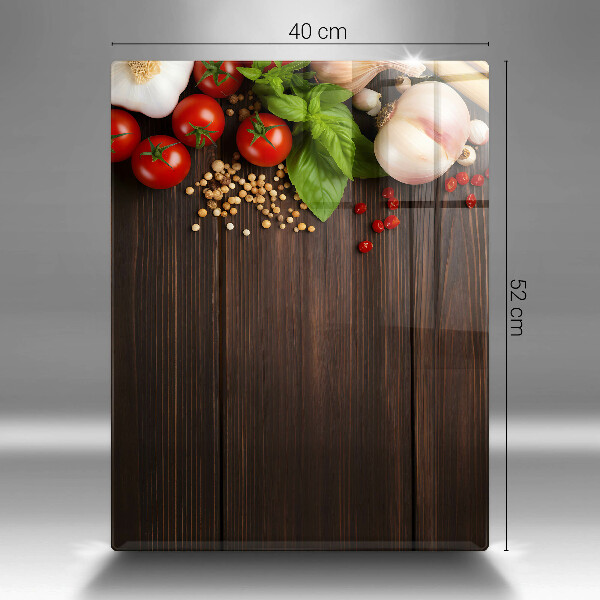 Steklena podloga za rezanje Zelenjava na mizi