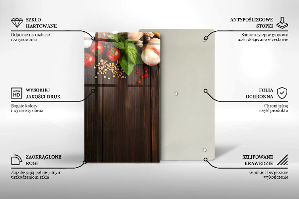 Steklena podloga za rezanje Zelenjava na mizi