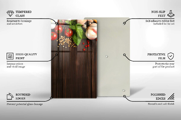 Steklena podloga za rezanje Zelenjava na mizi