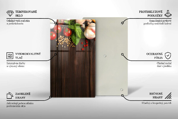 Steklena podloga za rezanje Zelenjava na mizi
