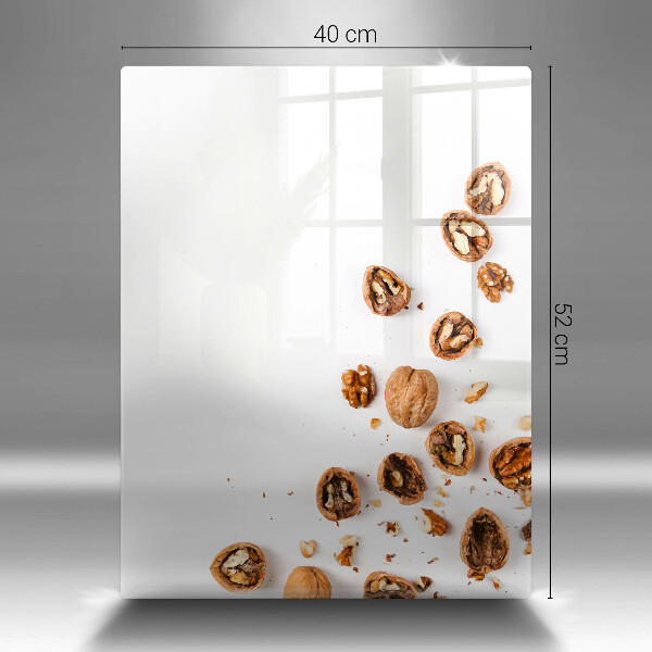 Steklena podloga za rezanje Orehi na belem ozadju