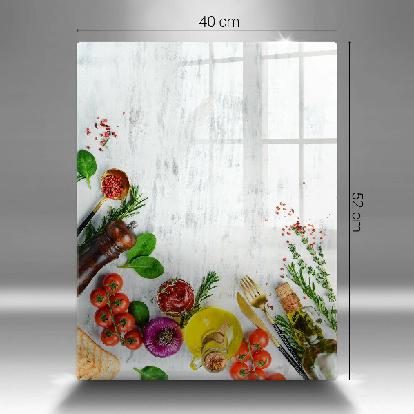 Steklena podloga za rezanje Zelenjava in začimbe