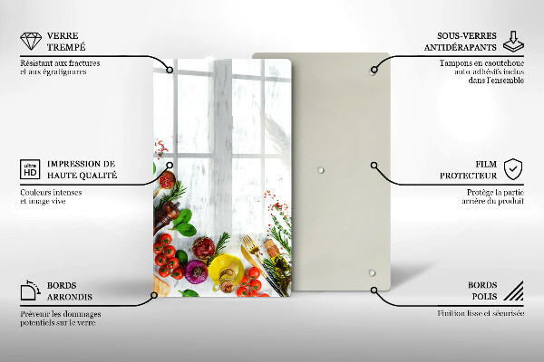 Steklena podloga za rezanje Zelenjava in začimbe