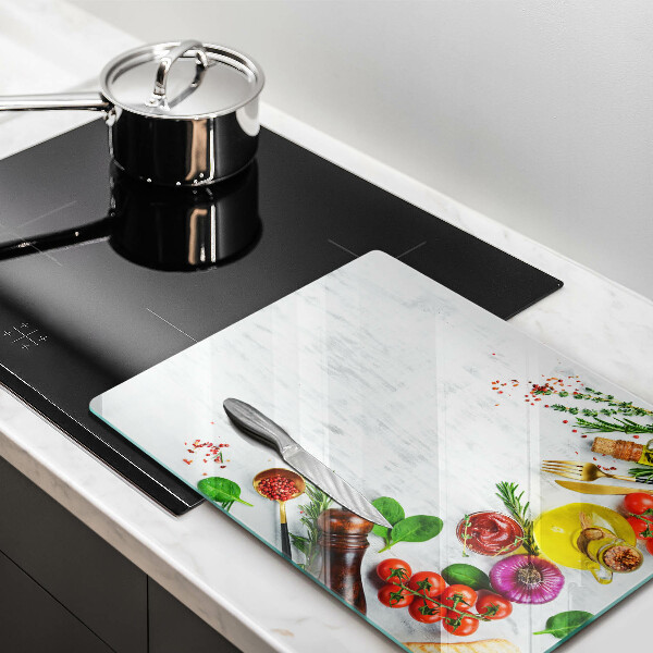 Steklena podloga za rezanje Zelenjava in začimbe