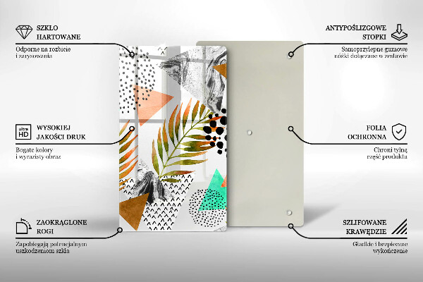 Steklena podloga za rezanje Boho vzorec listov