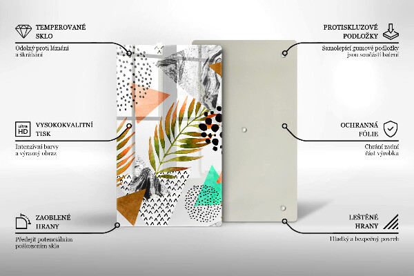 Steklena podloga za rezanje Boho vzorec listov