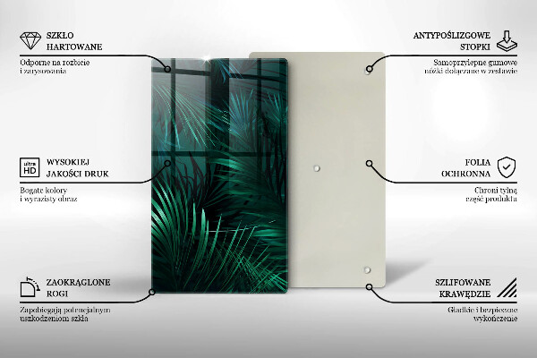 Steklena podloga za rezanje Listi divje džungle