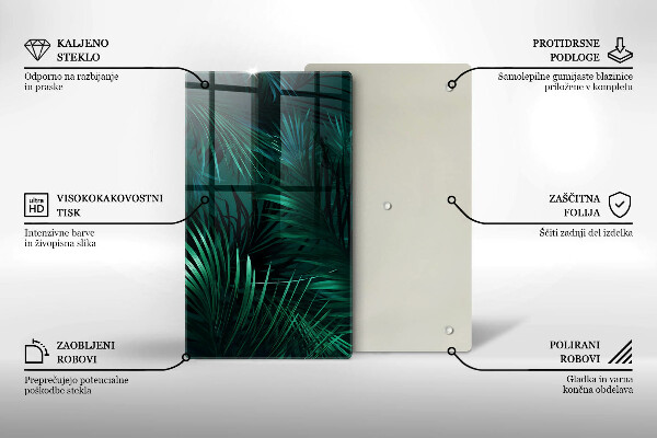 Steklena podloga za rezanje Listi divje džungle