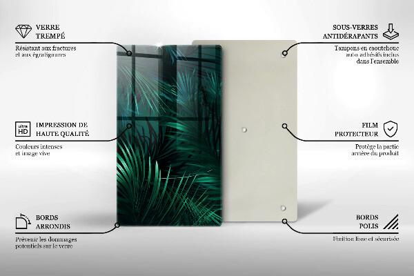 Steklena podloga za rezanje Listi divje džungle