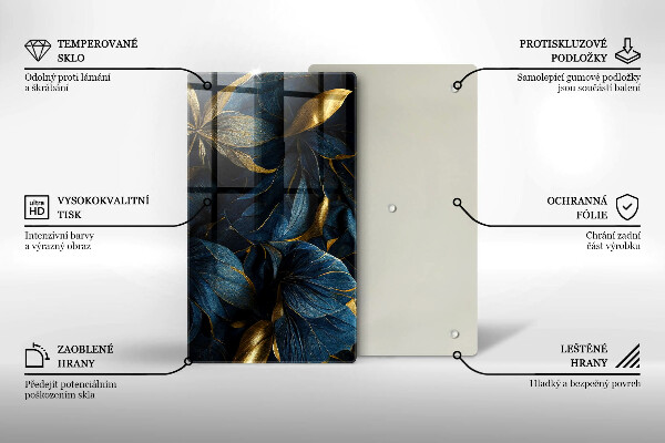 Steklena podloga za rezanje Okrasni listi z zlatom