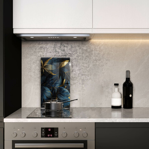 Steklena podloga za rezanje Okrasni listi z zlatom