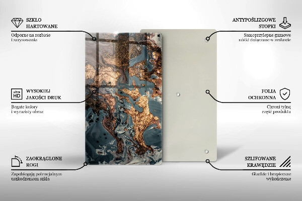 Steklena podloga za rezanje Dekorativni kamen z zlatom