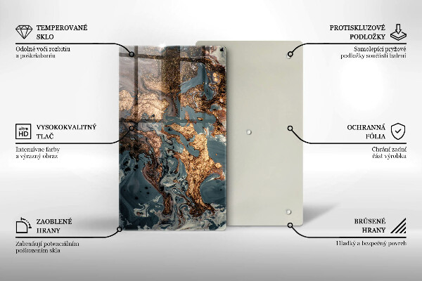 Steklena podloga za rezanje Dekorativni kamen z zlatom