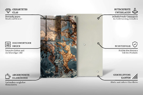 Steklena podloga za rezanje Dekorativni kamen z zlatom