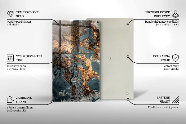 Steklena podloga za rezanje Dekorativni kamen z zlatom