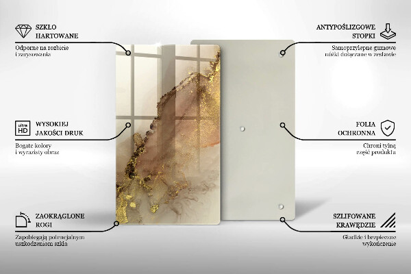 Steklena podloga za rezanje Zlata abstrakcija