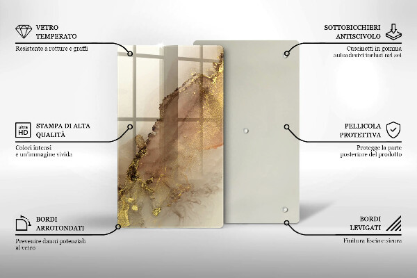 Steklena podloga za rezanje Zlata abstrakcija