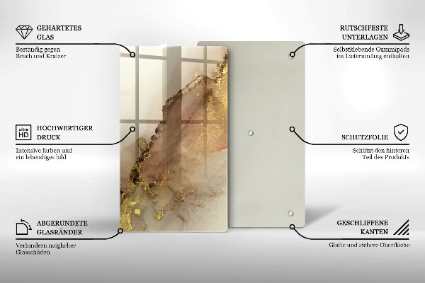Steklena podloga za rezanje Zlata abstrakcija