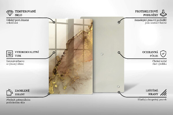Steklena podloga za rezanje Zlata abstrakcija